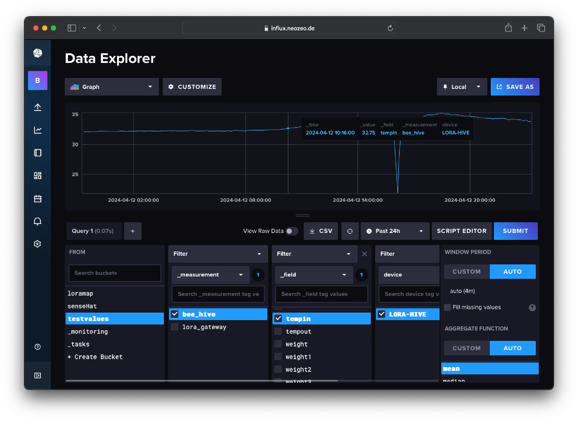 InfluxDB online configuration